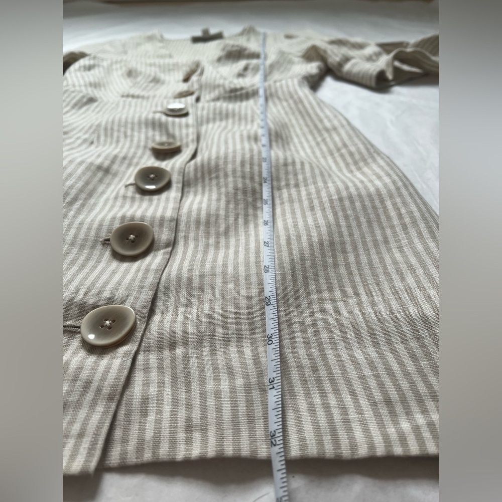 AU8/US4 Shona Joy Short Sleeve Linen Mini Dress Beige Striped REVOLVE $360 - Picture 5 of 9